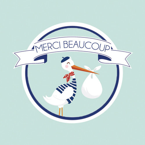 2.5 inch Square French Stork Stickers