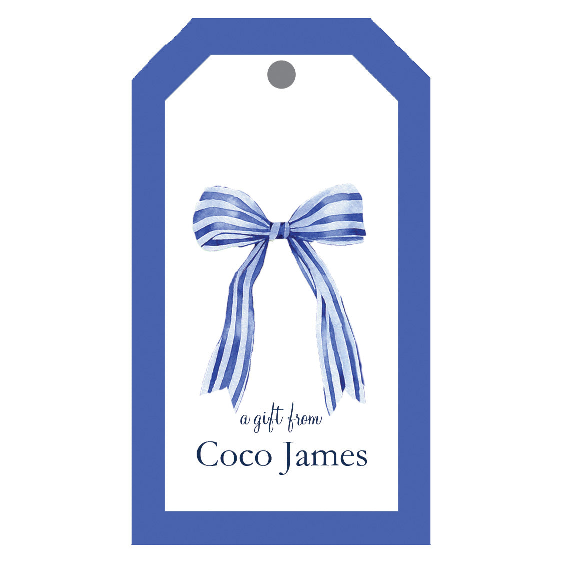 Blue Striped Bow Personalized Gift Tags