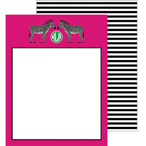 Zebra Monogram Personalized Flat Cards - More Color Options
