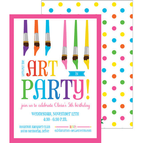 Kids Party Invitations - Art Palette