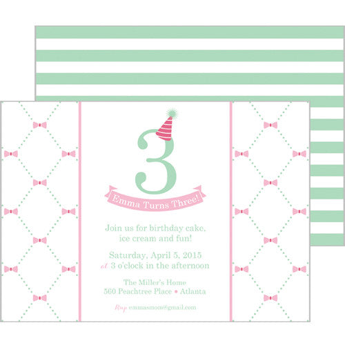 Kids Party Invitations - Bow Lattice