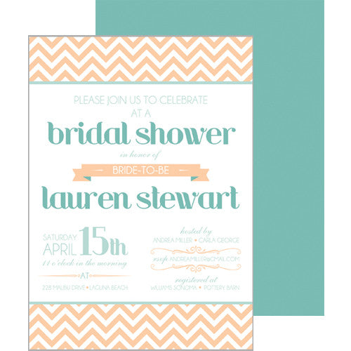 Bridal Shower Invitations - Chevron Ribbon