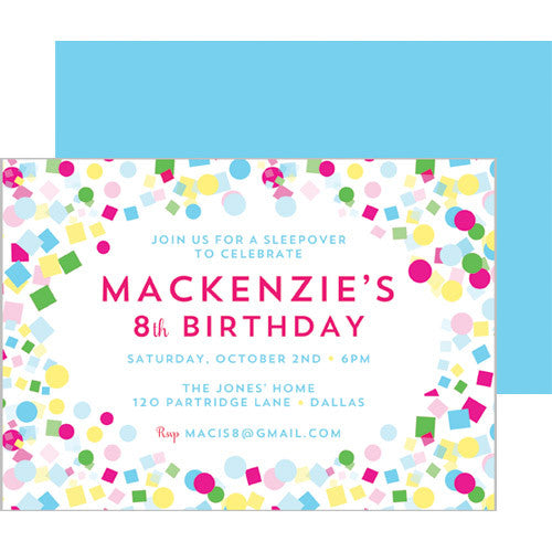 Kids Party Invitations - Confetti