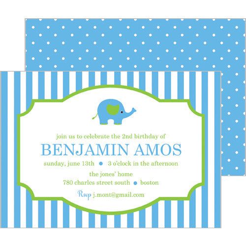 Kids Party Invitations | Elephant | More Colors