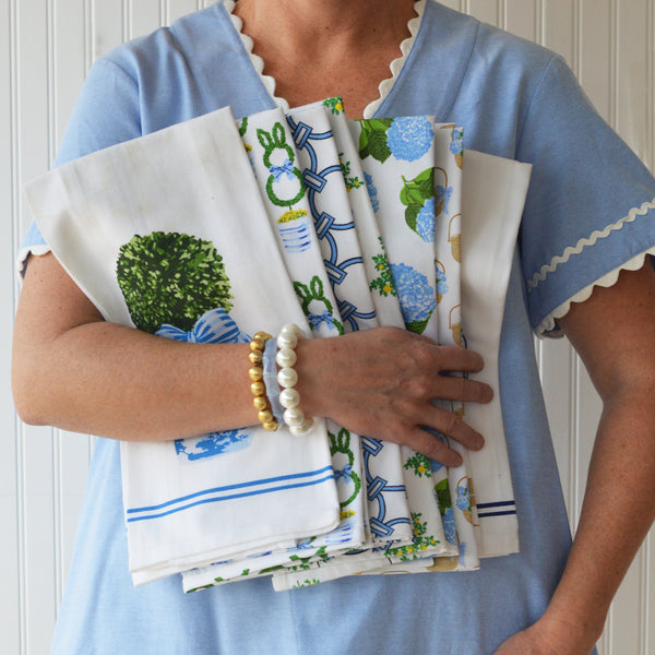 WH Hostess Cotton Tea Towel  Floral Block Print - WH Hostess
