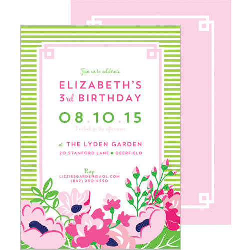 Kids Party Invitations - Garden Stripe