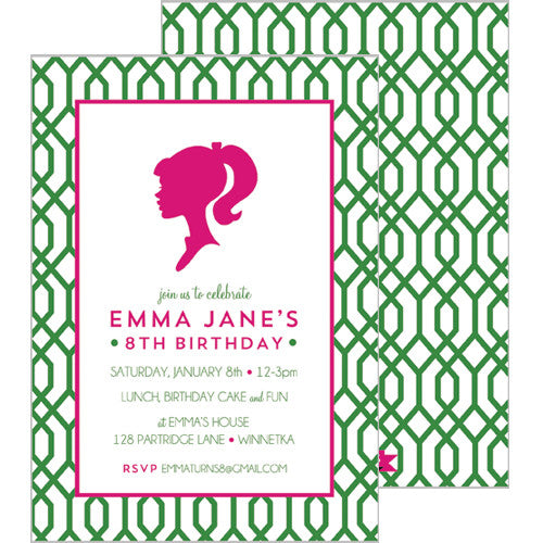 Kids Party Invitations - Girl Silhouette