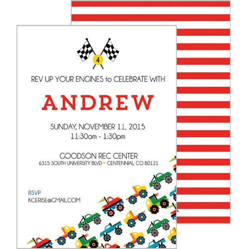 Kids Party Invitations | Monster Truck