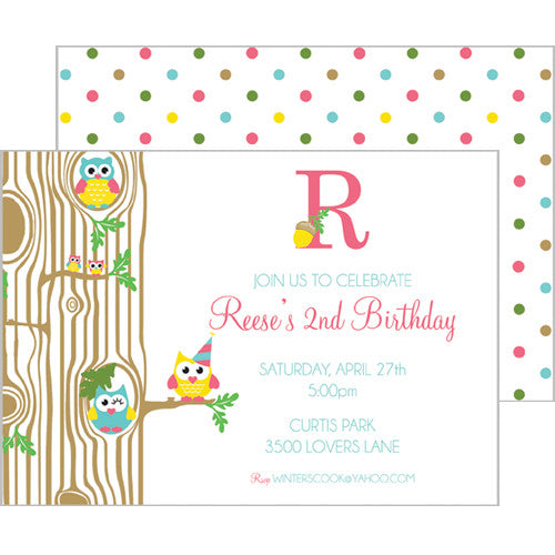 Kids Party Invitations | Owl | More Colors
