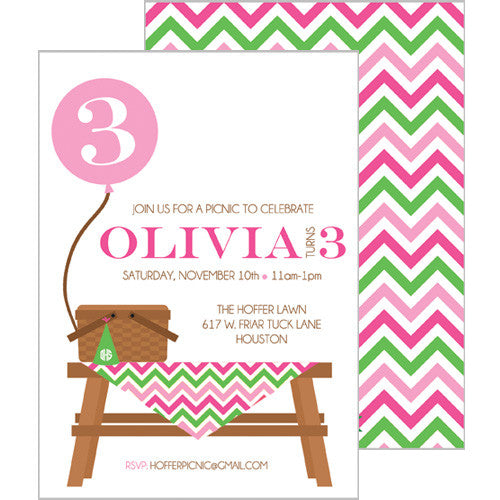 Kids Party Invitations | Picnic | More Colors