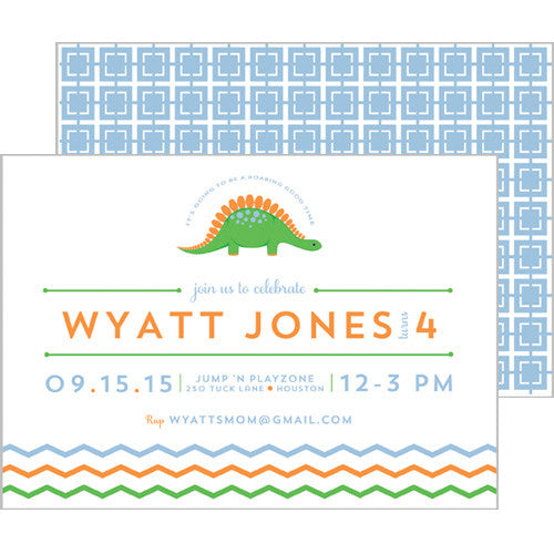 Kids Party Invitations - Preppy Dino