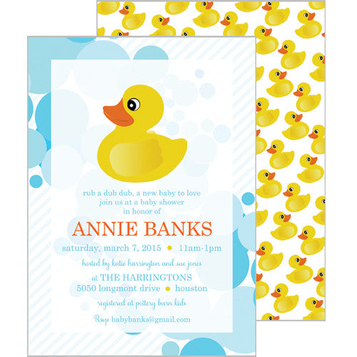 Kids Party Invitations - Rubber Ducky
