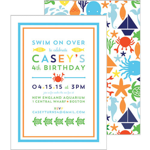 Kids Party Invitations - Sea Creatures