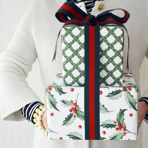 Boxwood Lattice Continuous Roll Gift Wrap