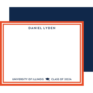 Graduation Block Letters Personalized Flat Notecards | Select Colors