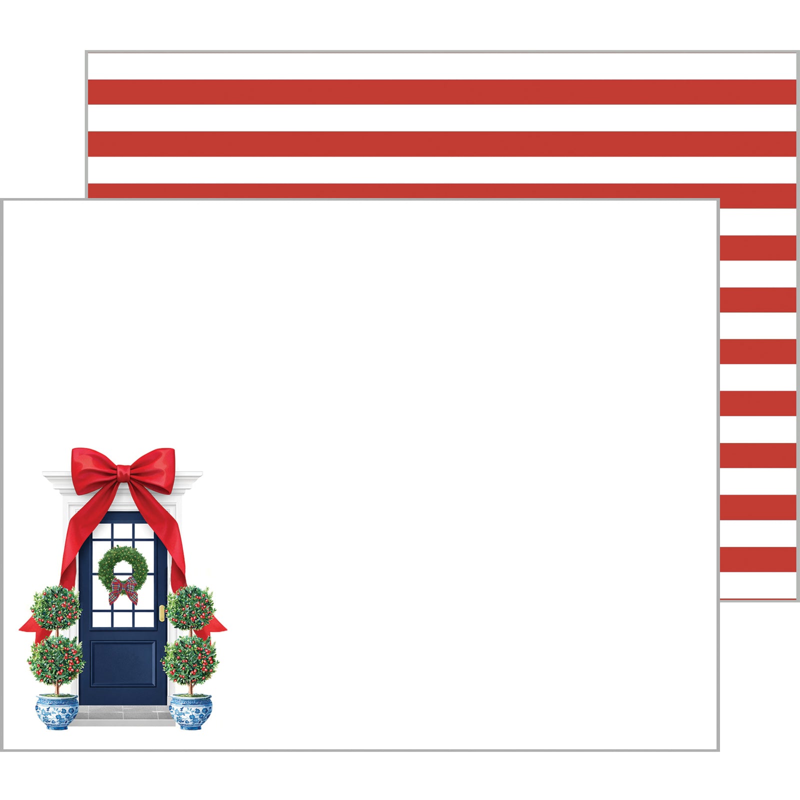 In Stock Flat Notecard Set of 10 | Christmas Bow Front Door