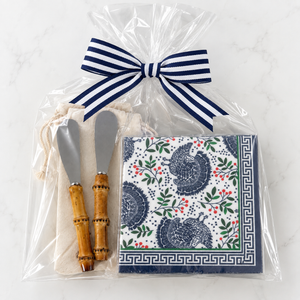 Thanksgiving Turkey Cocktail Napkins & Bamboo Spreader Gift Set