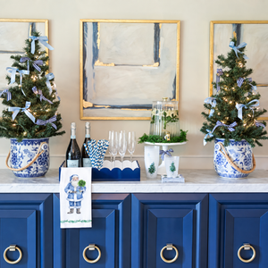 WH Hostess Cotton Tea Towel | Blue Santa Claus