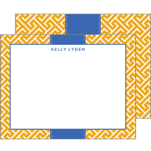 Graduation Greek Key Personalized Flat Notecards | Select Colors