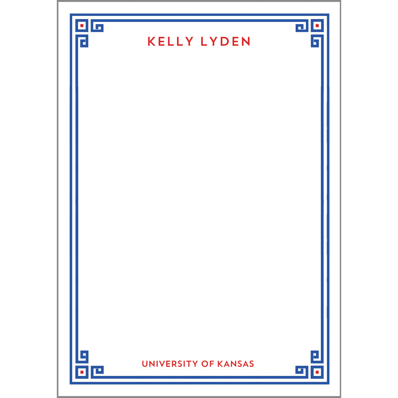 Greek Key Border Personalized Notepad - More Color Options