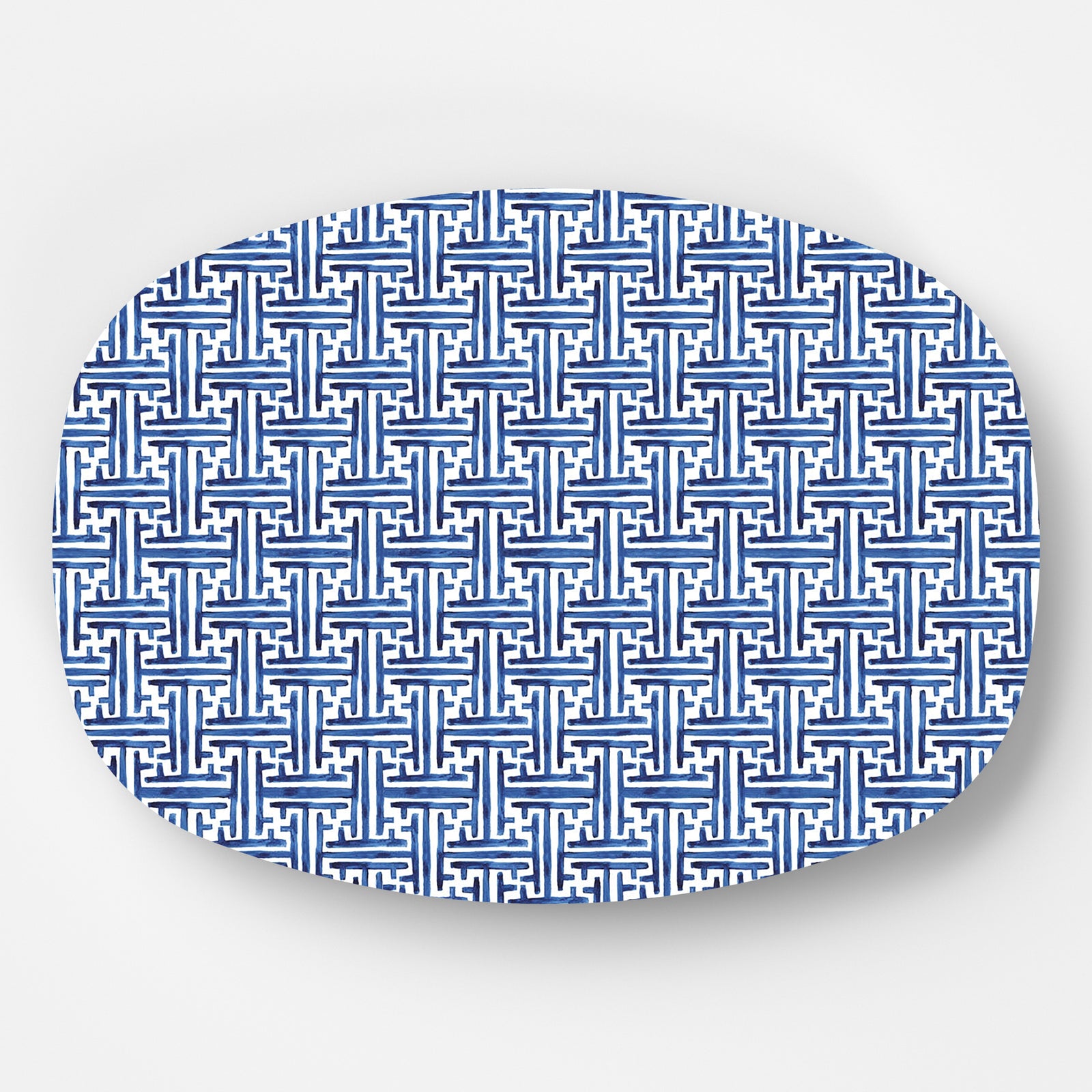 In Stock WH Serving Platter | Navy Basketweave