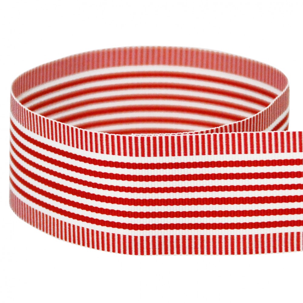 Preppy Striped Grosgrain Ribbon | Red Variegated