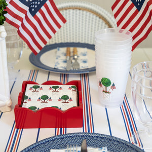 Red Lacquered Scalloped Cocktail Napkin Holder