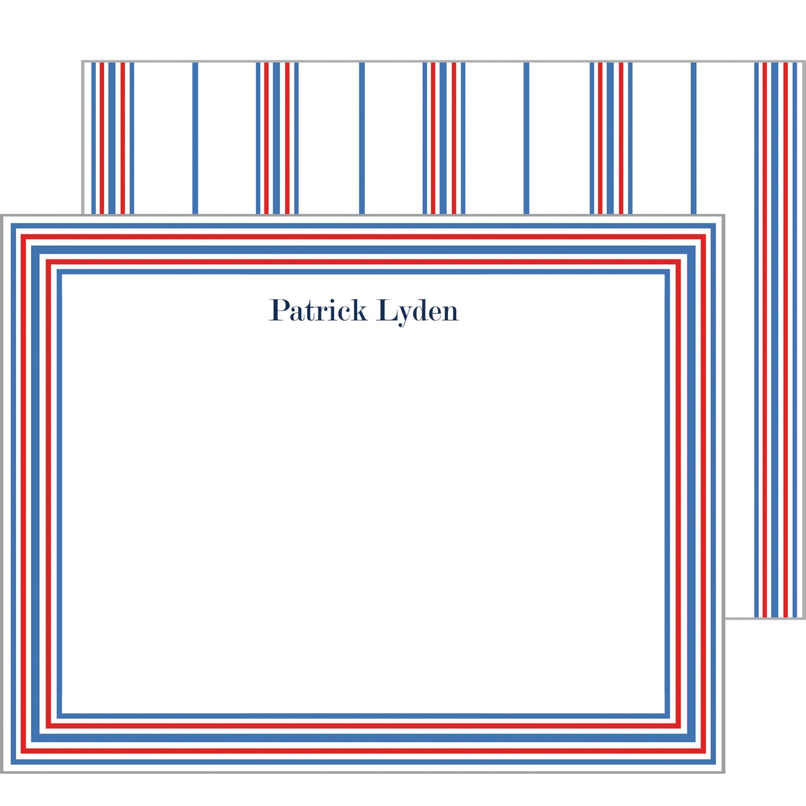 Americana Stripe Personalized Flat Notecards