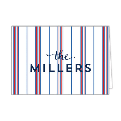 Americana Stripe Personalized Folded Notecards