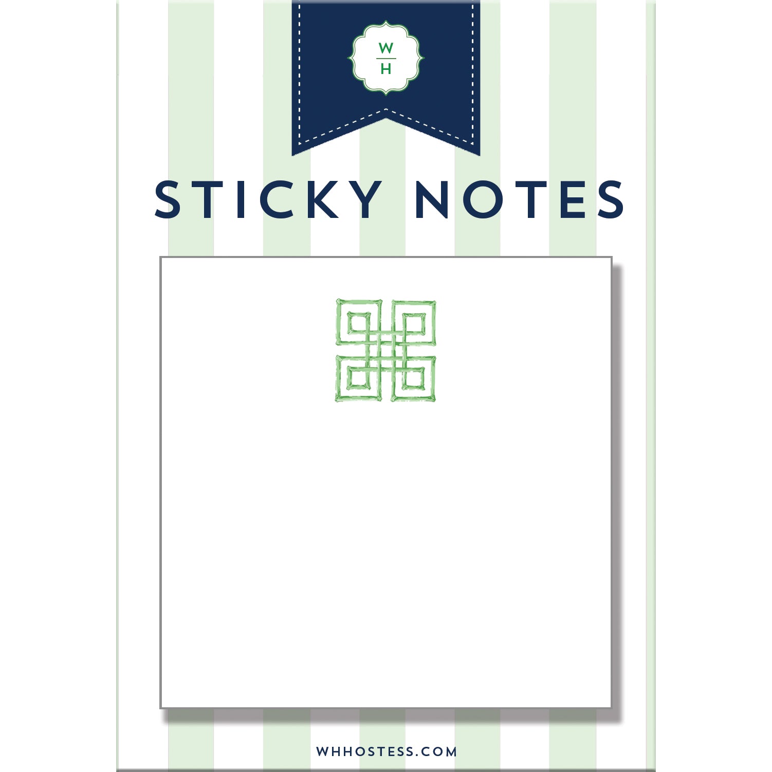 Green Bamboo Fret Single Sticky Note - WH Hostess Social Stationery