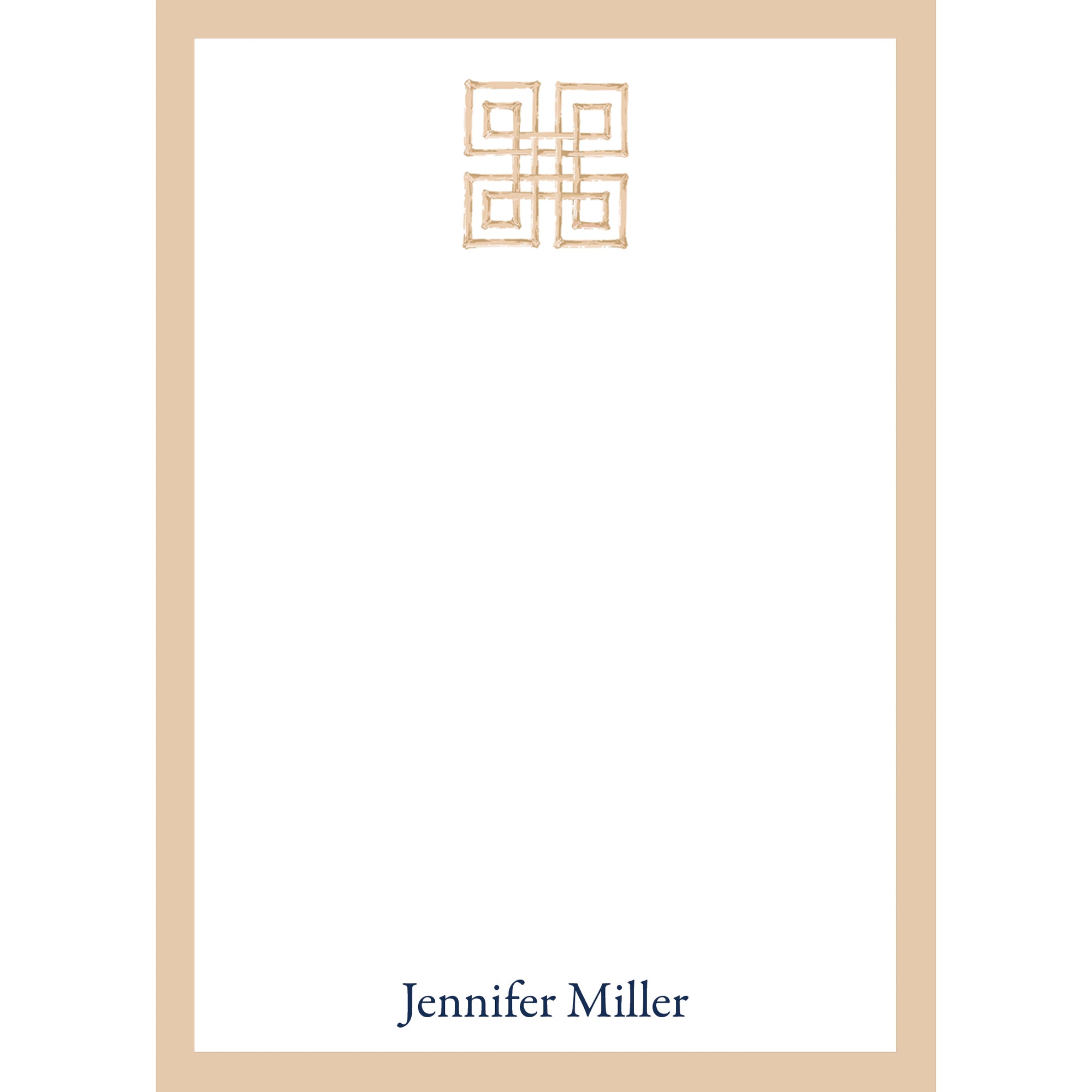 Bamboo Fret Icon Personalized Notepad | Tan - WH Hostess Social Stationery