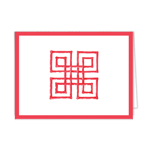 In Stock Folded Notecard Set of 10 | Bamboo Fret | Cherry Red