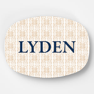 WH Serving Platter | Tan Bamboo Fret (Personalized Option)