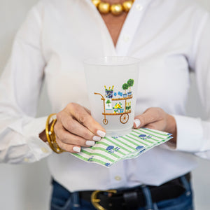 WH Paper Cocktail Napkins | Green + Blue Floral Stripe