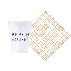 Bundle: Beach House Shatterproof Cups + Tan Bamboo Fret Cocktail Napkins
