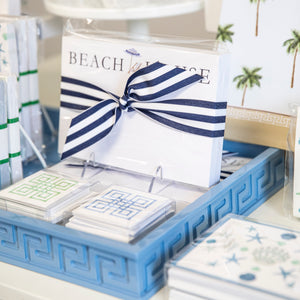 Cornflower Greek Key Lacquer Tray