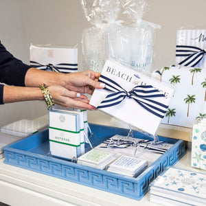 Cornflower Greek Key Lacquer Tray