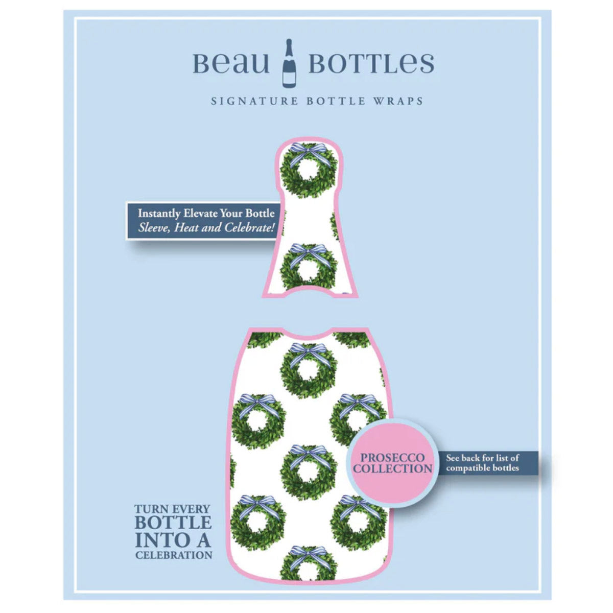Beau Bottles x WH Hostess Bottle Wrap | Boxwood Wreath