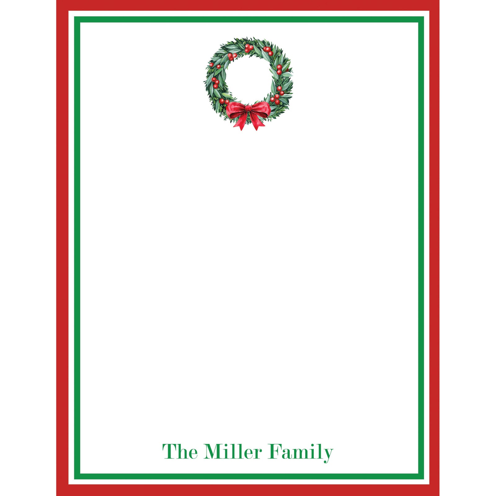 Berry Christmas Wreath Personalized Notepad