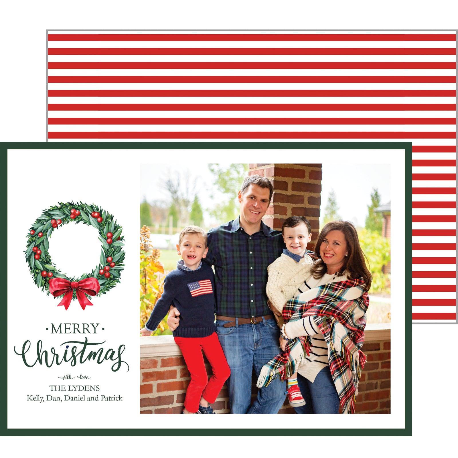 Christmas Berry Wreath Christmas Photo Card