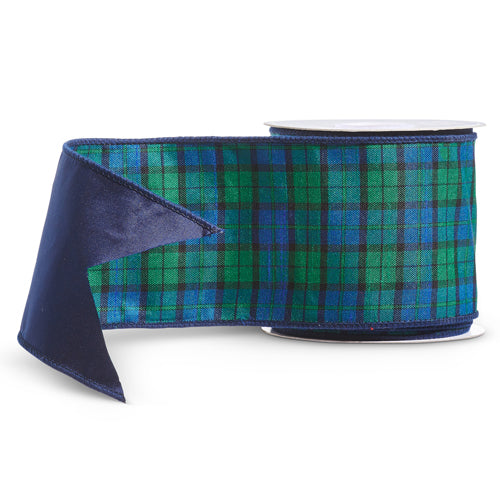 4" x 10 Yds Black Watch Plaid Ribbon