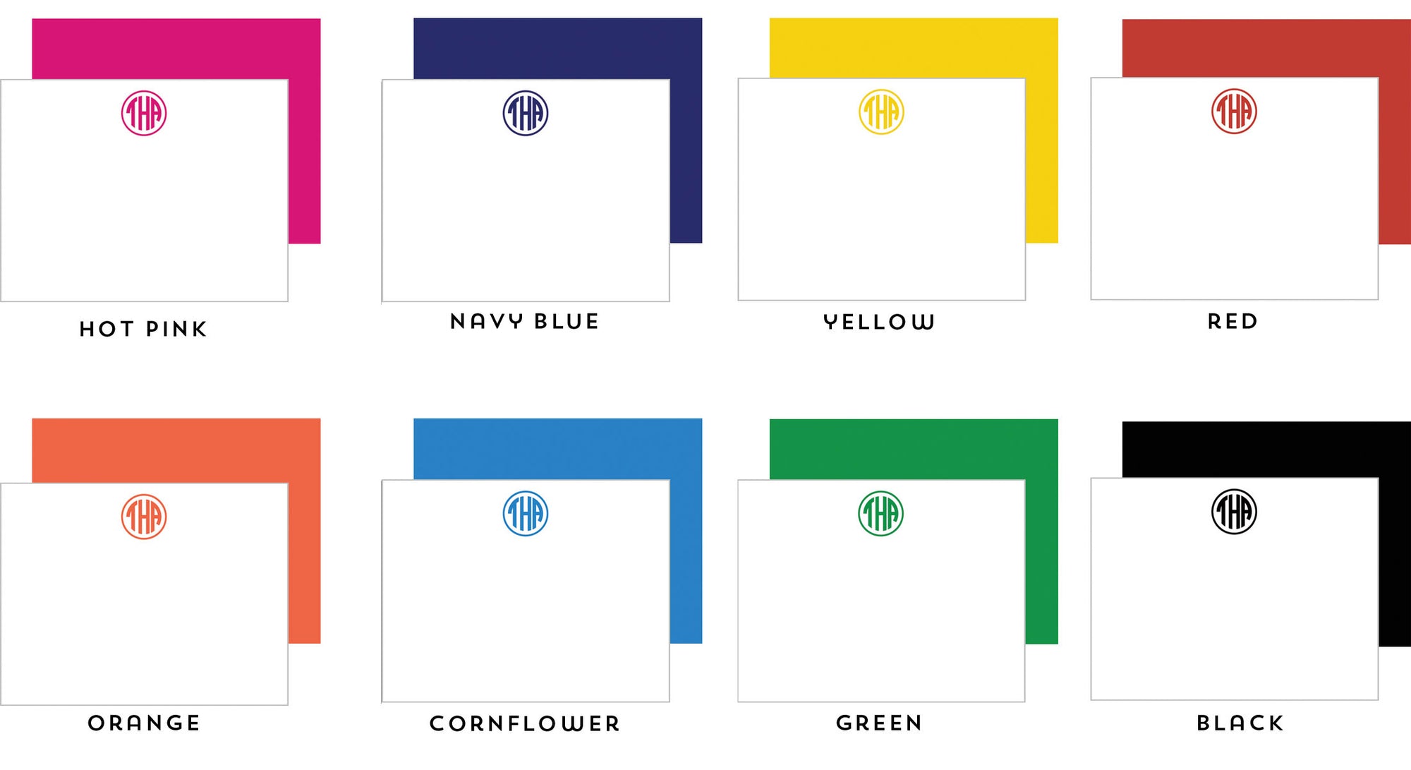 Graduation Block Monogram Personalized Flat Notecards | Select Colors