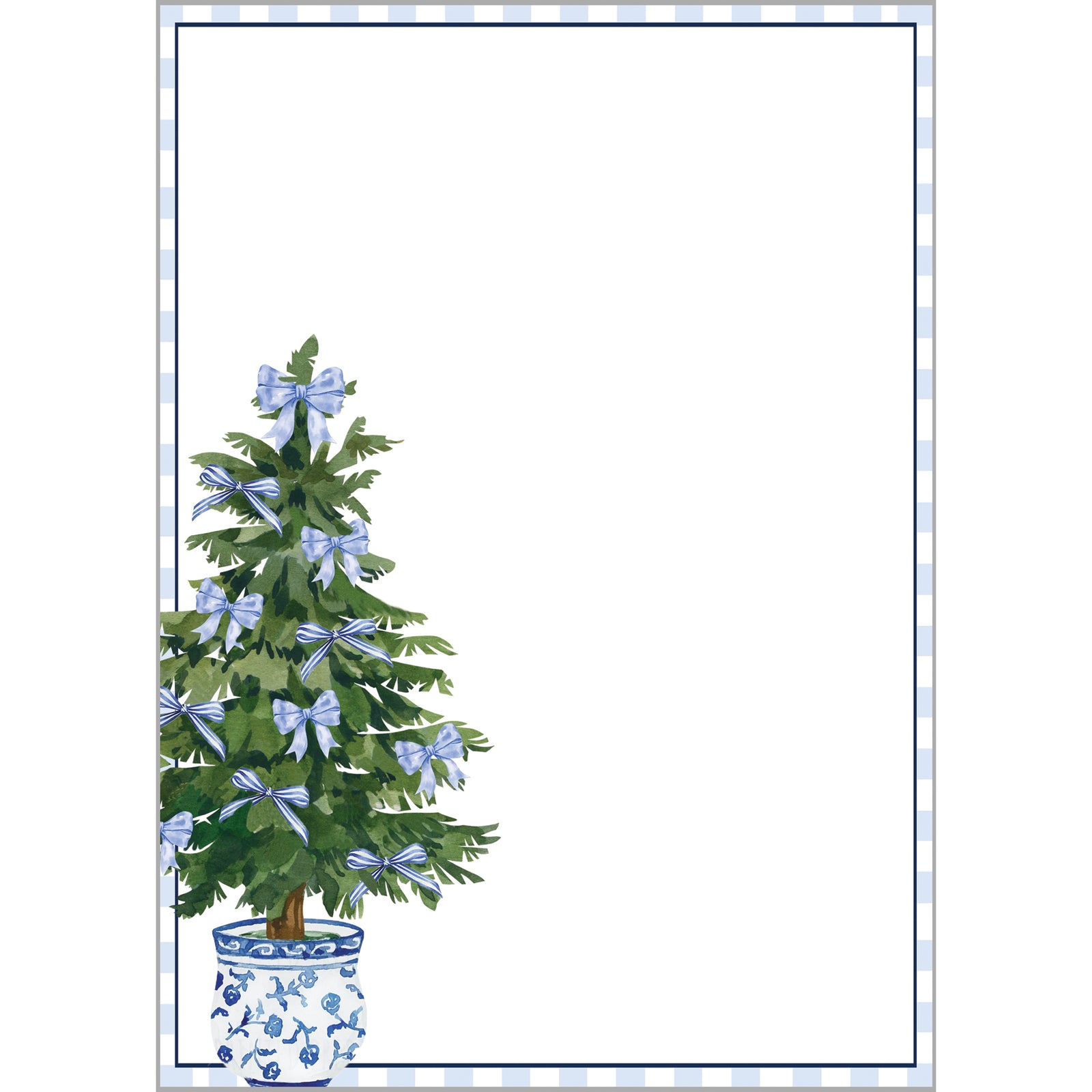 Blue Bows Christmas Tree 5x7 Notepad – 100 Pages
