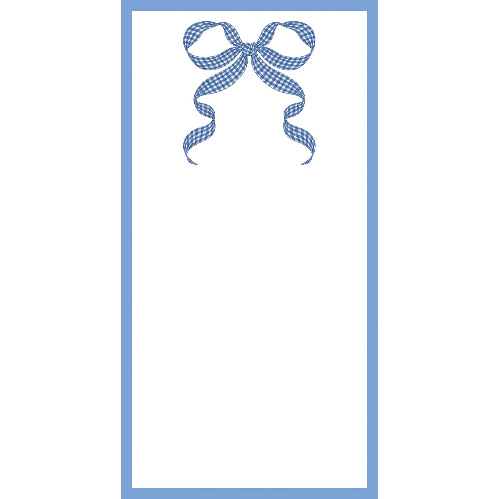In Stock 4.25x8.5 Blue Gingham Check Bow List Notepad