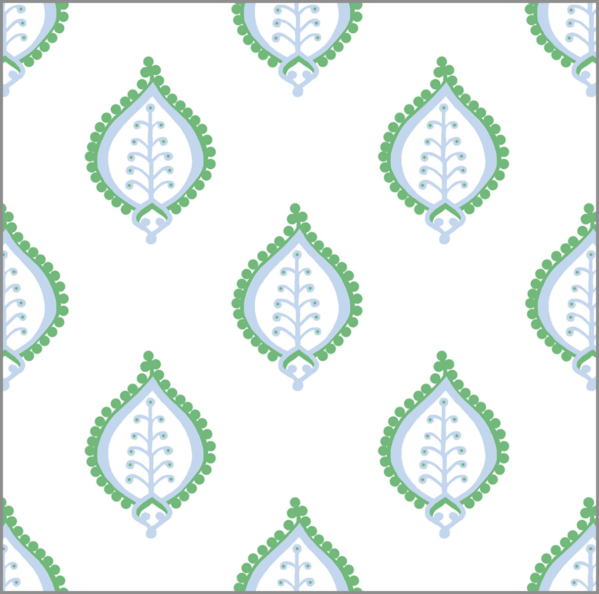 In Stock Continuous Roll Gift Wrap | Blue + Green Paisley