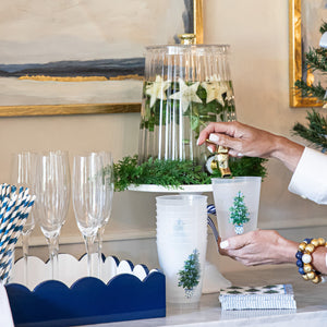 Bundle: Blue Bows Christmas Tree Shatterproof Cups and Cocktail Napkins