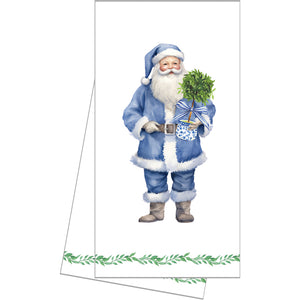 WH Hostess Cotton Tea Towel | Blue Santa Claus