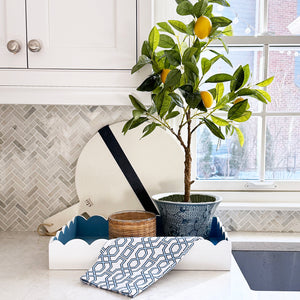 WH Hostess Cotton Tea Towel | Blue Trellis