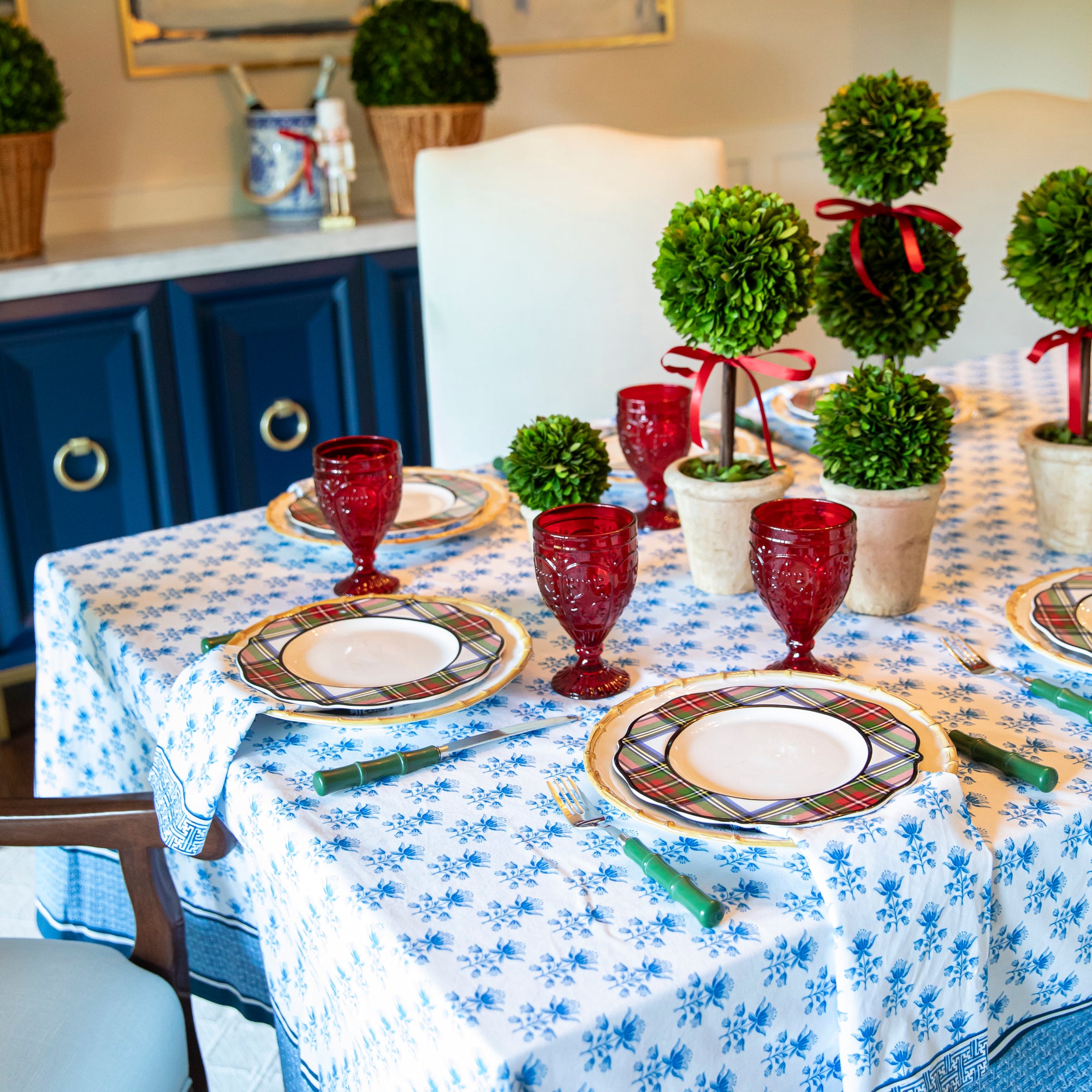 Tulip Block Print Rectangle Tablecloth