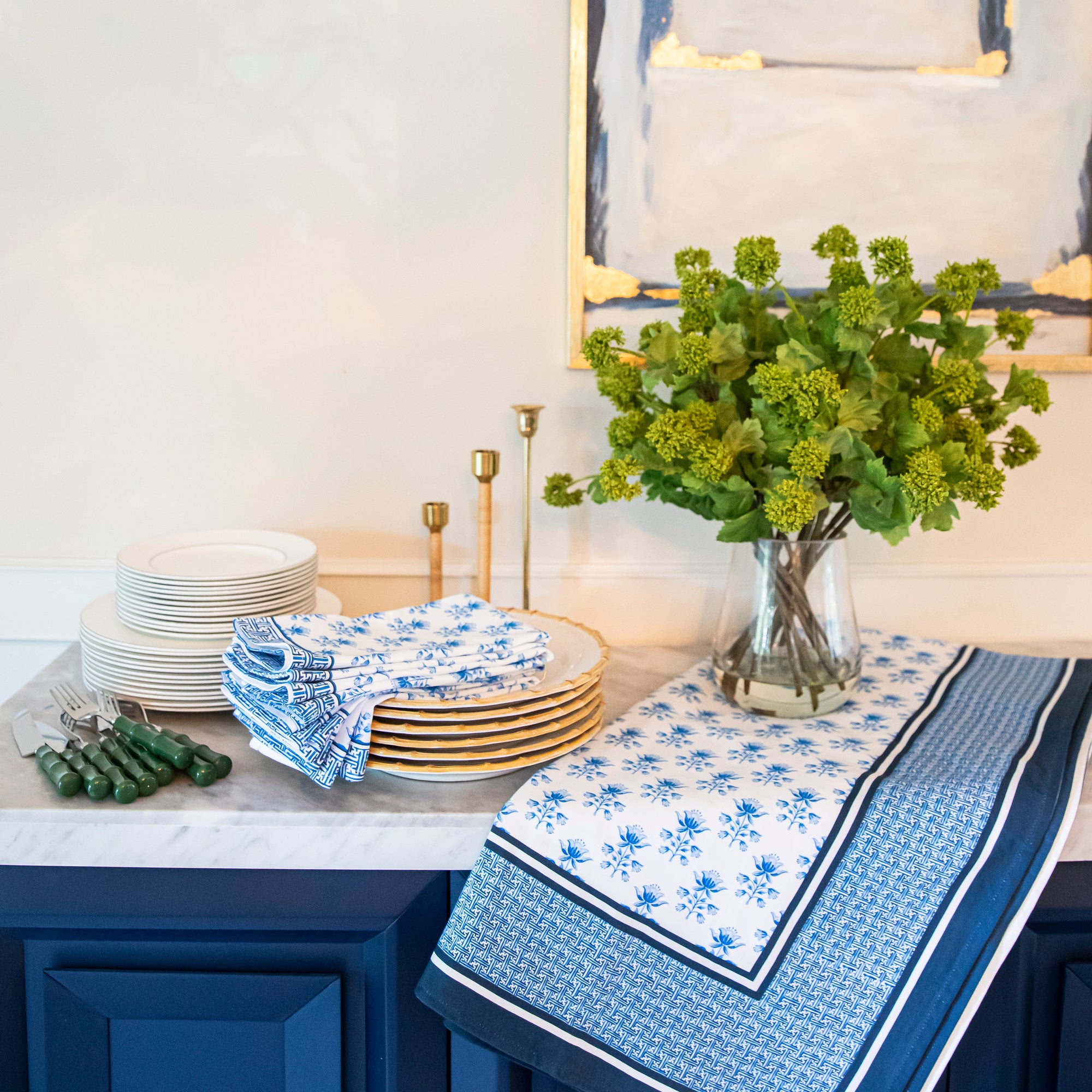 Tulip Block Print Rectangle Tablecloth